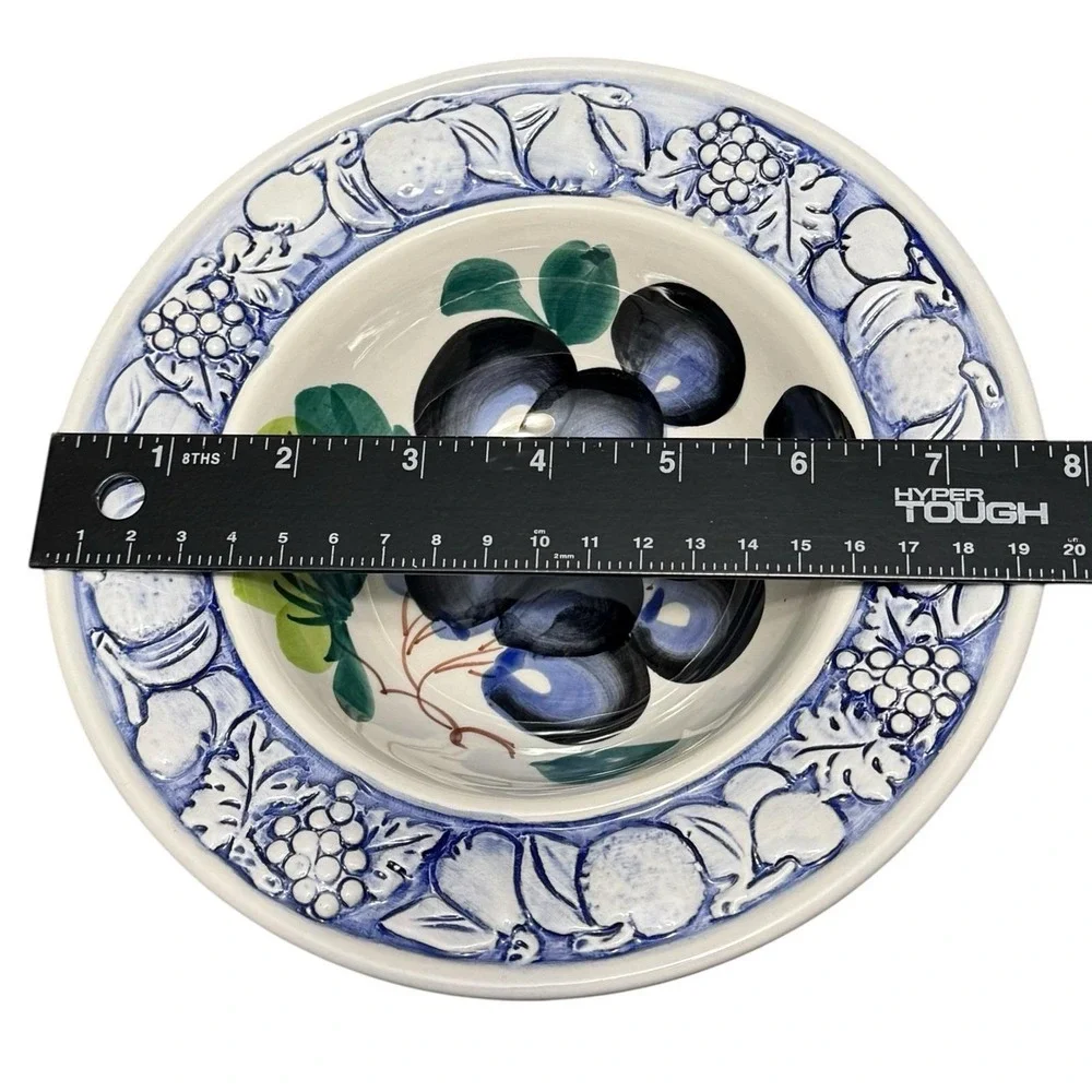 Italian Ceramic Fruit Soup Bowls Set of‎ 2 Embossed Rim Made in Italy